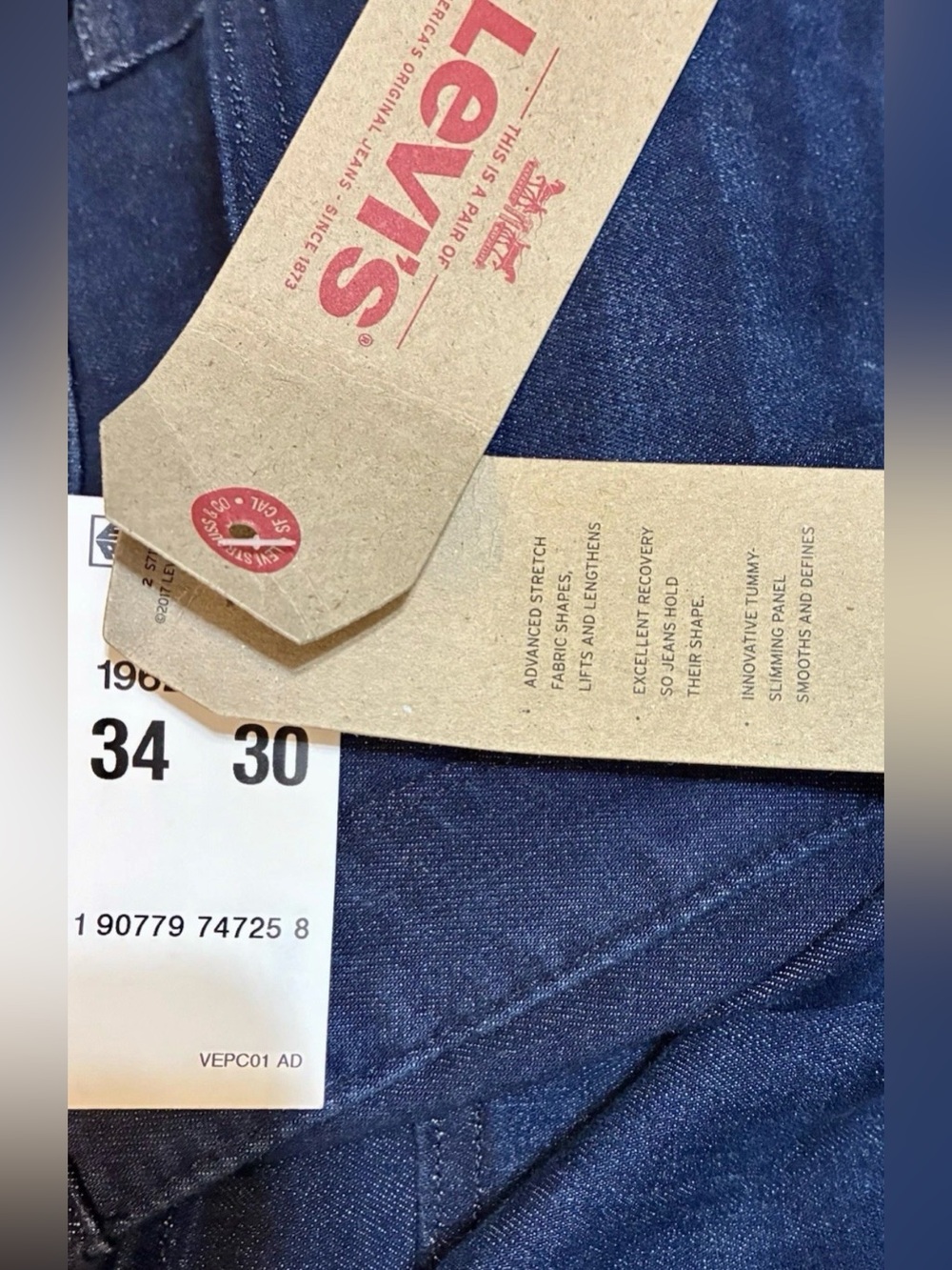 LEVI’s size 18 Med. 311 Shaping Skinny Mid Rise Dark Blue Denim Straight Jeans - Picture 5 of 8